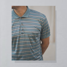 Lade das Bild in den Galerie-Viewer, Valentino Poloshirt 90er Made in Italy, blau/grau, M/L
