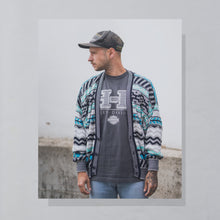 Lade das Bild in den Galerie-Viewer, Monello Strickjacke 90er Made in Italy, blau/weiß, L