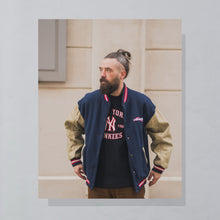 Lade das Bild in den Galerie-Viewer, Lamasz Sport College Jacke "Evinrude" 00er Made in Canada, blau/beige, L