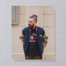 Lade das Bild in den Galerie-Viewer, Lamasz Sport College Jacke "Evinrude" 00er Made in Canada, blau/beige, L