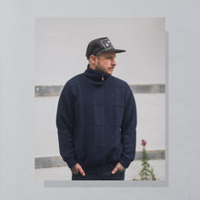 Lade das Bild in den Galerie-Viewer, Delta Strickpullover Quarter Zip, blau, L