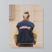 Lade das Bild in den Galerie-Viewer, Lamasz Sport College Jacke "Evinrude" 00er Made in Canada, blau/beige, L