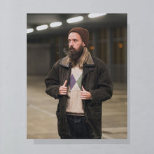 Lade das Bild in den Galerie-Viewer, Bugatti Jacke/Mantel "Nubukleder" 90er mit Schulterpolstern, grau/schwarz, XL