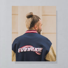 Lade das Bild in den Galerie-Viewer, Lamasz Sport College Jacke "Evinrude" 00er Made in Canada, blau/beige, L