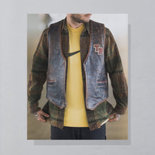 Lade das Bild in den Galerie-Viewer, Jeff Hamilton Weste "Tasmanian Blitz" echtes Leder 1996 Made in the USA, braun, M/L
