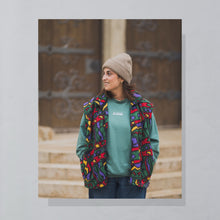 Lade das Bild in den Galerie-Viewer, Fleece Weste "crazy pattern" 90er, mehrfarbig, L