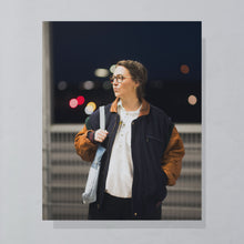 Lade das Bild in den Galerie-Viewer, Gant Jacke "wool & leather" 90er/00er, blau/grün/braun, L breit