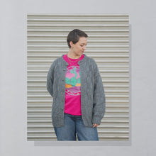 Lade das Bild in den Galerie-Viewer, Cardigan 90er, grau, L/XL