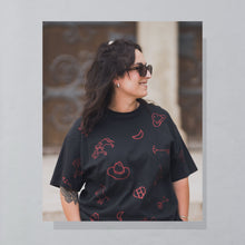 Lade das Bild in den Galerie-Viewer, Oneita Power-T T-Shirt "Cowboy AOP" 90er Made in the USA single stitch, schwarz, XL