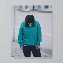 Lade das Bild in den Galerie-Viewer, Strickpullover 80er V-Neck, blau, L