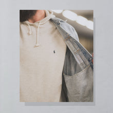 Lade das Bild in den Galerie-Viewer, Polo Ralph Lauren Hoodie dünn "waffle" 90er/00er, grau/beige, XL