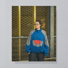 Lade das Bild in den Galerie-Viewer, Fleece "snap-t" 90er, blau, L/XL