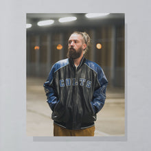 Lade das Bild in den Galerie-Viewer, NFL Jacke "Indianapolis Colts" Kunstleder, schwarz/blau, L/XL