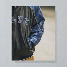 Lade das Bild in den Galerie-Viewer, NFL Jacke "Indianapolis Colts" Kunstleder, schwarz/blau, L/XL