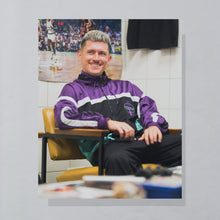 Lade das Bild in den Galerie-Viewer, Adidas Trainingsjacke "Kapuze abnehmbar" 90er, schwarz/lila, XL