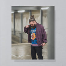 Lade das Bild in den Galerie-Viewer, Jacke "100% Seide" 90er mit Schulterpolstern, lila, XL