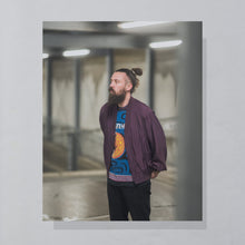 Lade das Bild in den Galerie-Viewer, Jacke "100% Seide" 90er mit Schulterpolstern, lila, XL