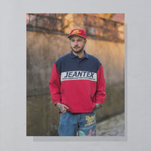 Lade das Bild in den Galerie-Viewer, Jeantex Polo Sweatshirt "International Yachting Wear" 90er, rot/blau, M oversized