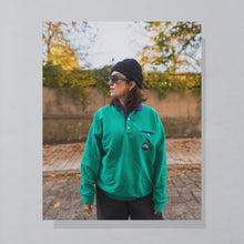 Lade das Bild in den Galerie-Viewer, Steffner Sweatshirt "Credit Swisse" 90er Made in Austria, grün/blau, L breit