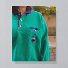 Lade das Bild in den Galerie-Viewer, Steffner Sweatshirt "Credit Swisse" 90er Made in Austria, grün/blau, L breit