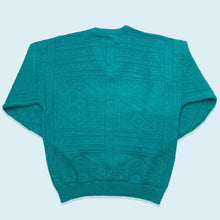 Lade das Bild in den Galerie-Viewer, Strickpullover 80er V-Neck, blau, L