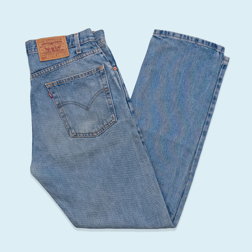 Levi's Jeanshose 505 Regular Fit Straight Leg Made in the USA 1999, blau, 34/32