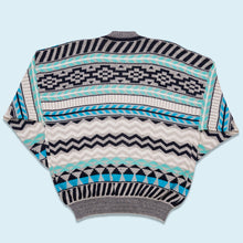 Lade das Bild in den Galerie-Viewer, Monello Strickjacke 90er Made in Italy, blau/weiß, L