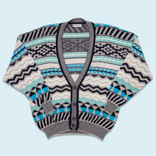 Lade das Bild in den Galerie-Viewer, Monello Strickjacke 90er Made in Italy, blau/weiß, L