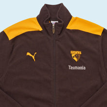 Lade das Bild in den Galerie-Viewer, Puma x AFL On Field Fleece Jacke "Tasmania Hawks", braun/gelb, XL