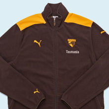 Lade das Bild in den Galerie-Viewer, Puma x AFL On Field Fleece Jacke "Tasmania Hawks", braun/gelb, XL
