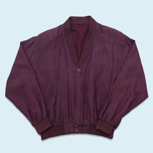Lade das Bild in den Galerie-Viewer, Jacke "100% Seide" 90er mit Schulterpolstern, lila, XL