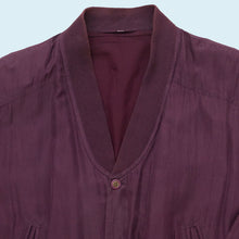 Lade das Bild in den Galerie-Viewer, Jacke "100% Seide" 90er mit Schulterpolstern, lila, XL