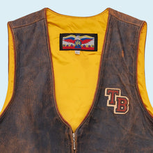 Lade das Bild in den Galerie-Viewer, Jeff Hamilton Weste "Tasmanian Blitz" echtes Leder 1996 Made in the USA, braun, M/L