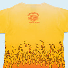 Lade das Bild in den Galerie-Viewer, Harley Davidson T-Shirt/Top "Flames Las Vegas Nevada" 2001 Made in the USA, gelb, L Damen