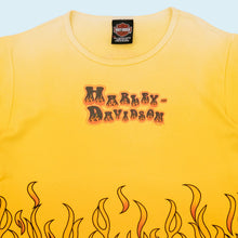 Lade das Bild in den Galerie-Viewer, Harley Davidson T-Shirt/Top "Flames Las Vegas Nevada" 2001 Made in the USA, gelb, L Damen