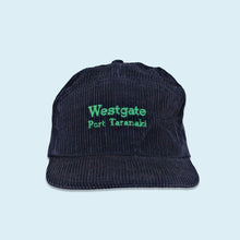 Lade das Bild in den Galerie-Viewer, Mütze "Westgate Port Taranaki" Cord 90er, blau, Einheitsgröße