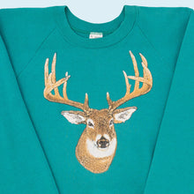 Lade das Bild in den Galerie-Viewer, Fruit of the Loom Sweatshirt "Deer" 80er/90er Made in the USA, blau, L/XL