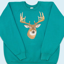 Lade das Bild in den Galerie-Viewer, Fruit of the Loom Sweatshirt "Deer" 80er/90er Made in the USA, blau, L/XL