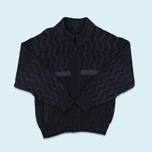 Lade das Bild in den Galerie-Viewer, Strickjacke 80er, blau, M