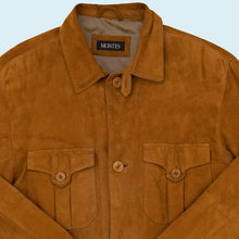 Lade das Bild in den Galerie-Viewer, Montes Jacke lang "echtes Leder mit Schulterpolstern" 90er, braun, L