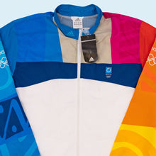 Lade das Bild in den Galerie-Viewer, Adidas Trainigsjacke dünn "Athen Olympia" 2004, weiß/blau, XL