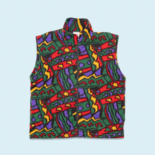 Lade das Bild in den Galerie-Viewer, Fleece Weste "crazy pattern" 90er, mehrfarbig, L