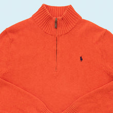 Lade das Bild in den Galerie-Viewer, Polo Ralph Lauren Quarter Zip Strickpullover, orange, L