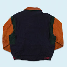 Lade das Bild in den Galerie-Viewer, Gant Jacke "wool & leather" 90er/00er, blau/grün/braun, L breit