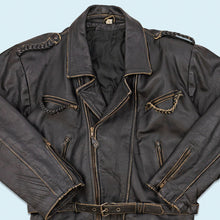Lade das Bild in den Galerie-Viewer, Lederjacke "echtes Leder" 80er/90er mit Schulterpolstern, schwarz, L/XL