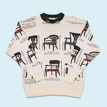 Lade das Bild in den Galerie-Viewer, Carlo Colucci Strickpullover "Saloon Furniture" 80er Made in West Germany, beige, L/XL