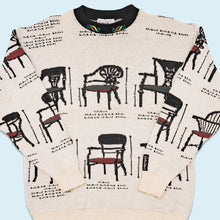 Lade das Bild in den Galerie-Viewer, Carlo Colucci Strickpullover "Saloon Furniture" 80er Made in West Germany, beige, L/XL