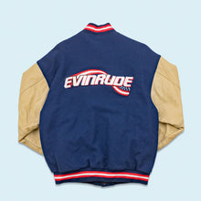 Lade das Bild in den Galerie-Viewer, Lamasz Sport College Jacke "Evinrude" 00er Made in Canada, blau/beige, L