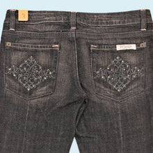 Lade das Bild in den Galerie-Viewer, Fox Jeans Hose "Girls brilliant 5 black Jean" low waist boot cut DS Sample 00er, blau, 30/32