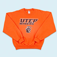 Lade das Bild in den Galerie-Viewer, Jerzees Sweatshirt "Utep Miners" 00er Made in Mexico, orange, M